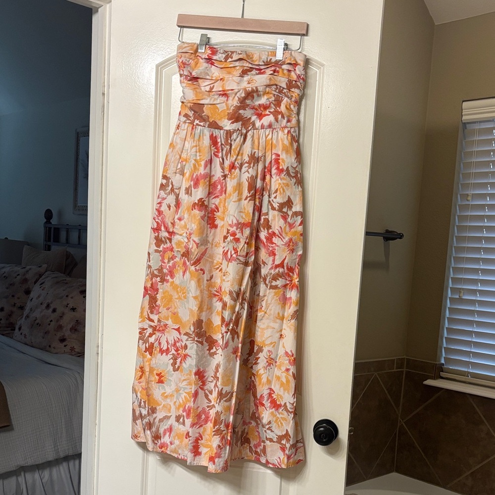 Abercrombie & Fitch Strapless Floral Dress - Orange and Yellow